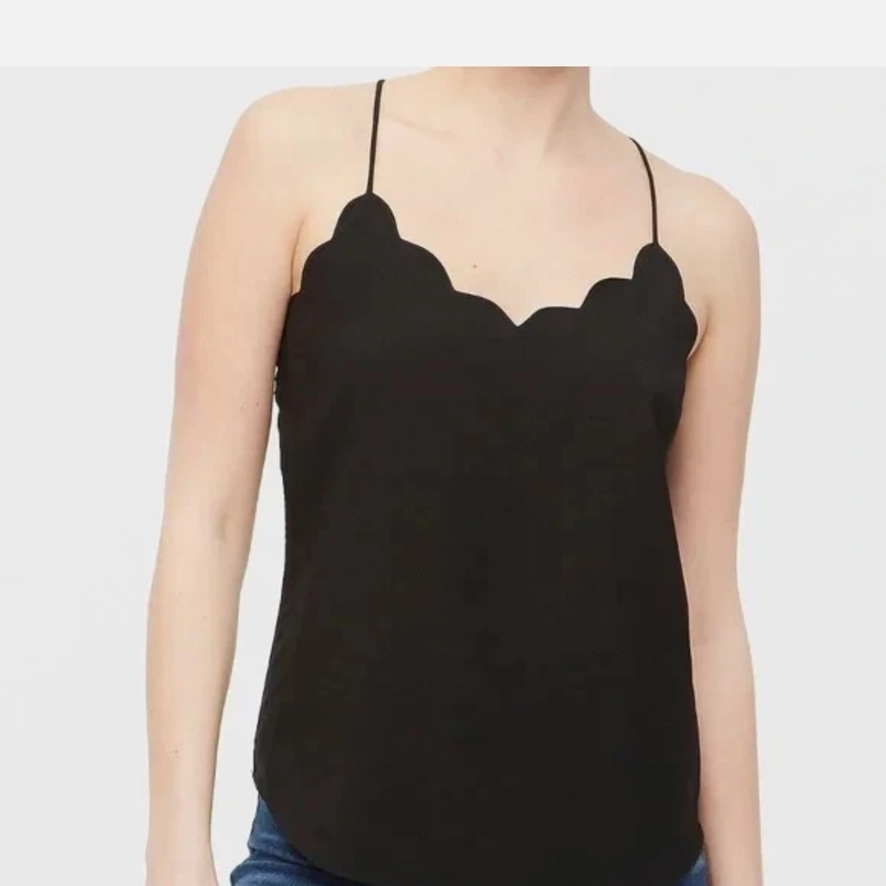 J. Crew Black Scalloped Camisole